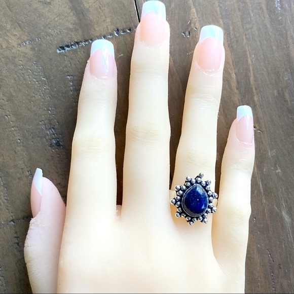 Lapis Lazuli Size 6.5 Handmade Silver Ring NEW Navy Blue Gemstone - Picture 3 of 13